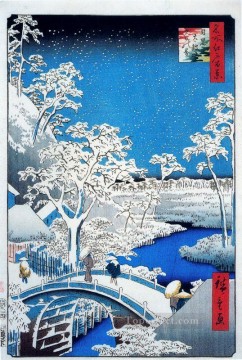 puente del tambor y colina del sol poniente meguro Utagawa Hiroshige Ukiyoe Pinturas al óleo